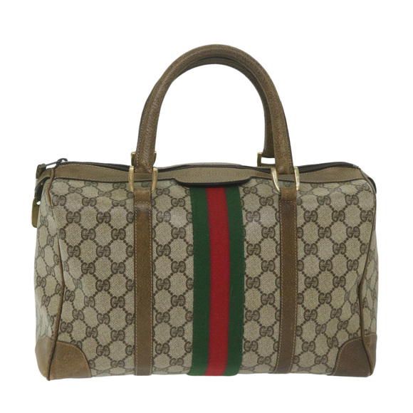 GUCCI Web Sherry Line GG Supreme Hand Bag Beige Red Green 39 018 4183 Auth ai754 - Picture 2 of 16